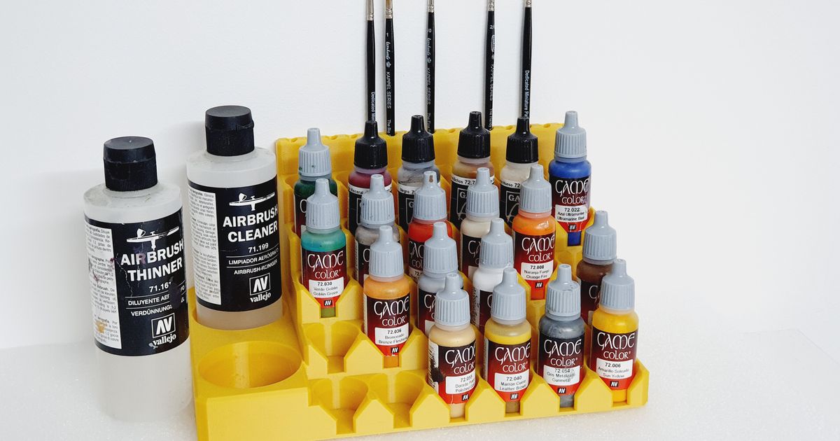 Vallejo paint rack for 7ml bottles by WF3D, Download free STL model